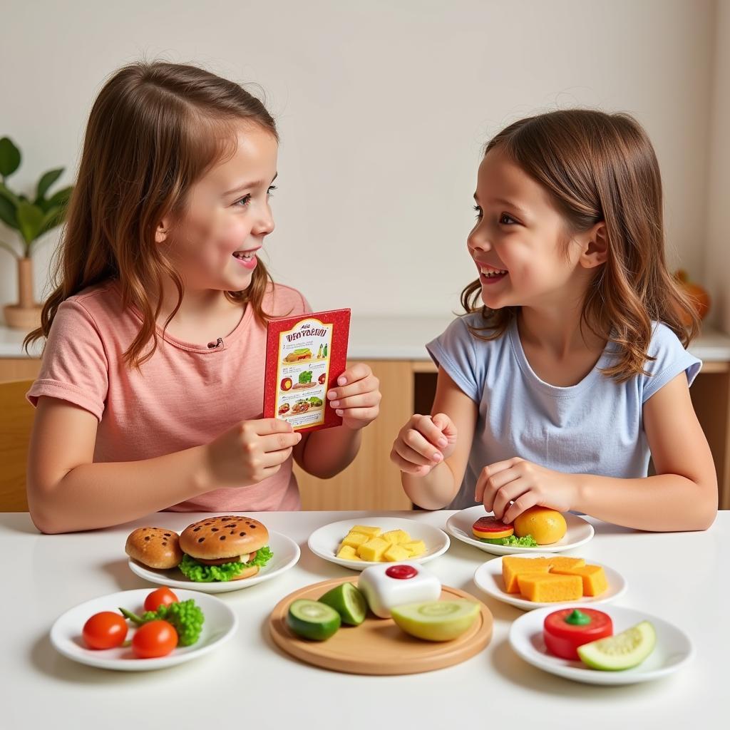 Children Playing Restaurant with Toy Food