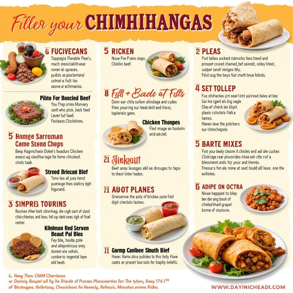 A Variety of Chimichangas on a Menu