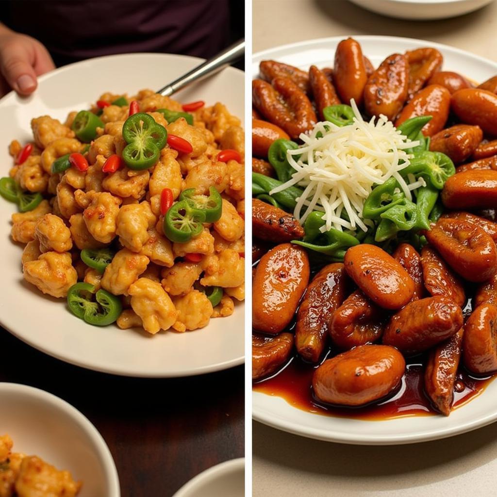 Combination platters with regional Chinese food influences like Szechuan and Cantonese dishes.