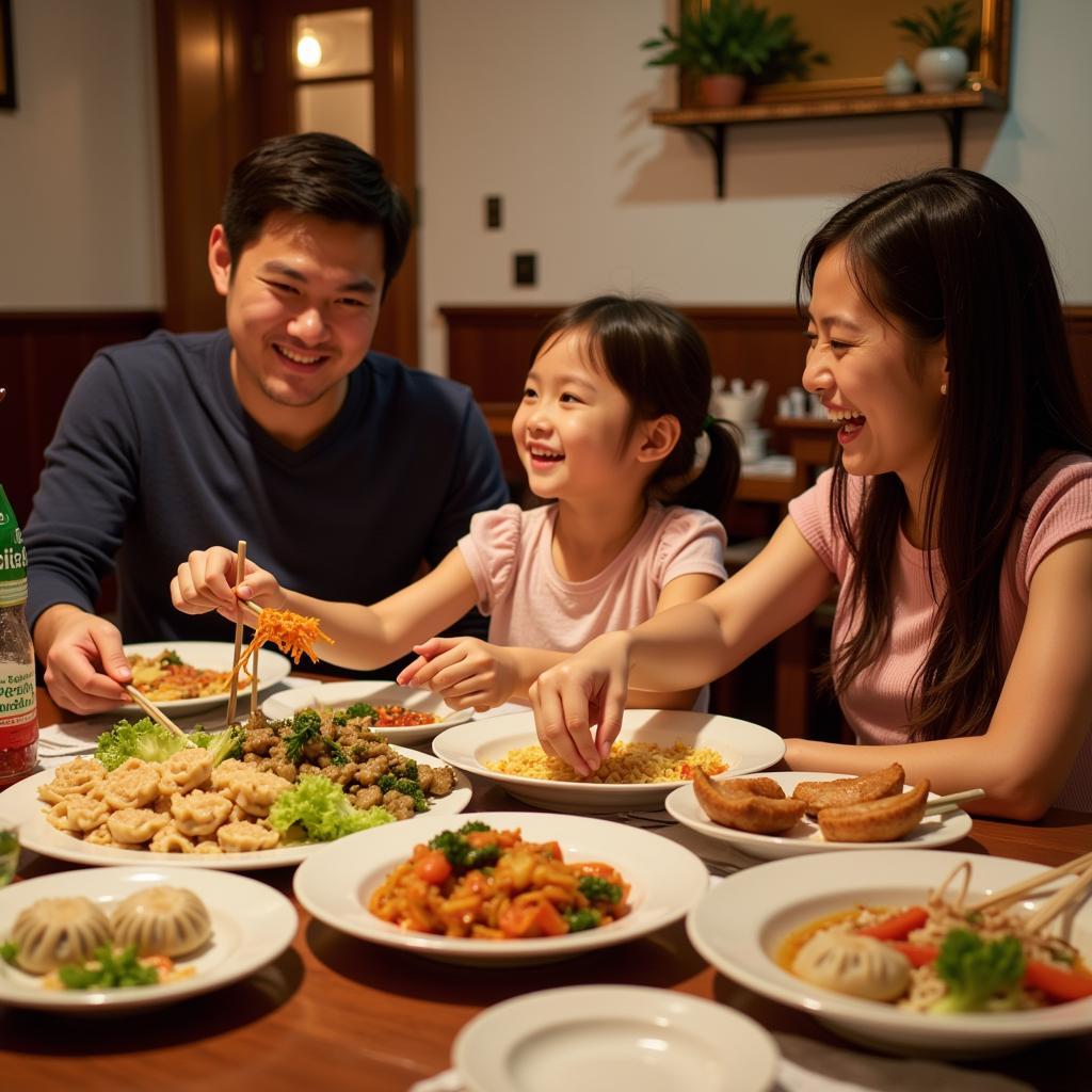 Family Enjoying Chinese Food in Florida