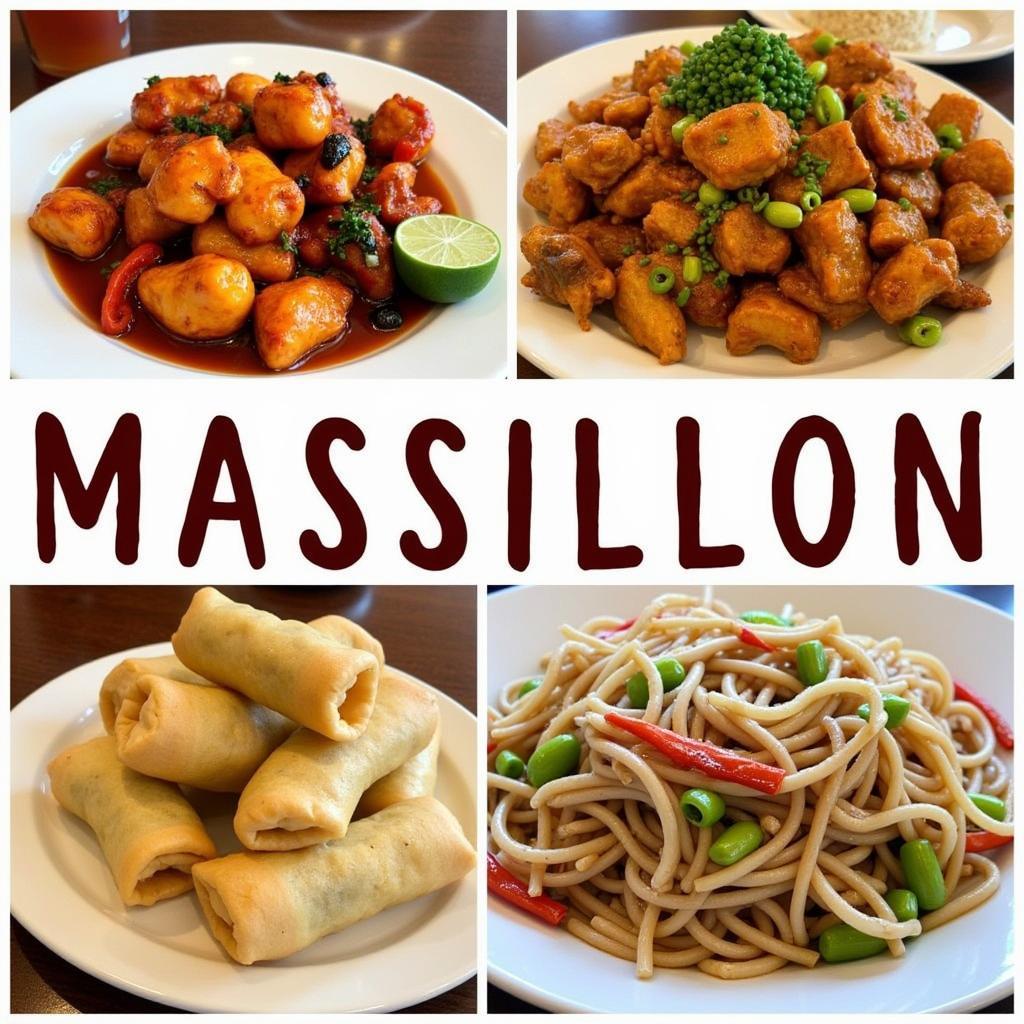 Assortment of popular Chinese dishes served in Massillon, Ohio