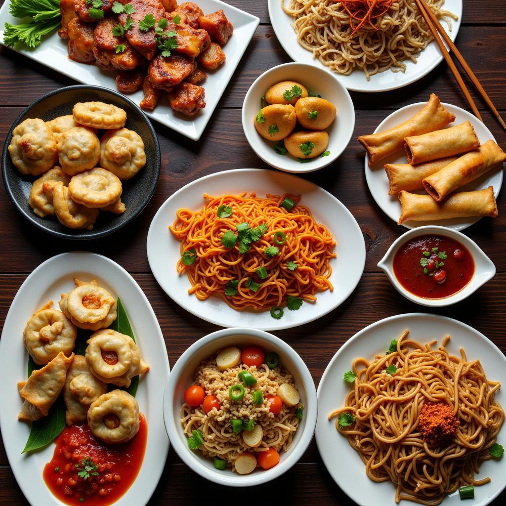 A vibrant spread of various Chinese dishes in Olive Branch, MS