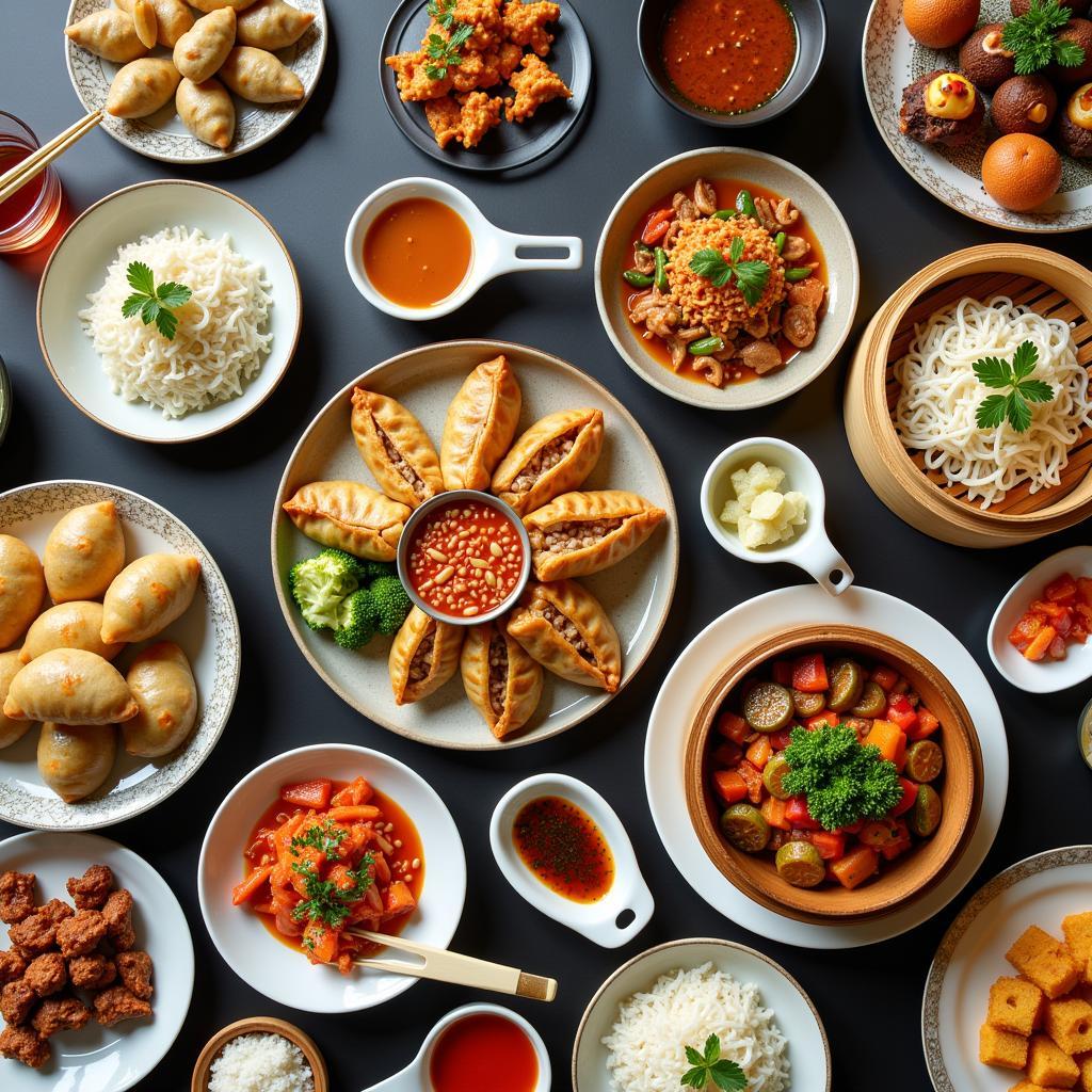 Assortment of dishes commonly found in Chinese food packages