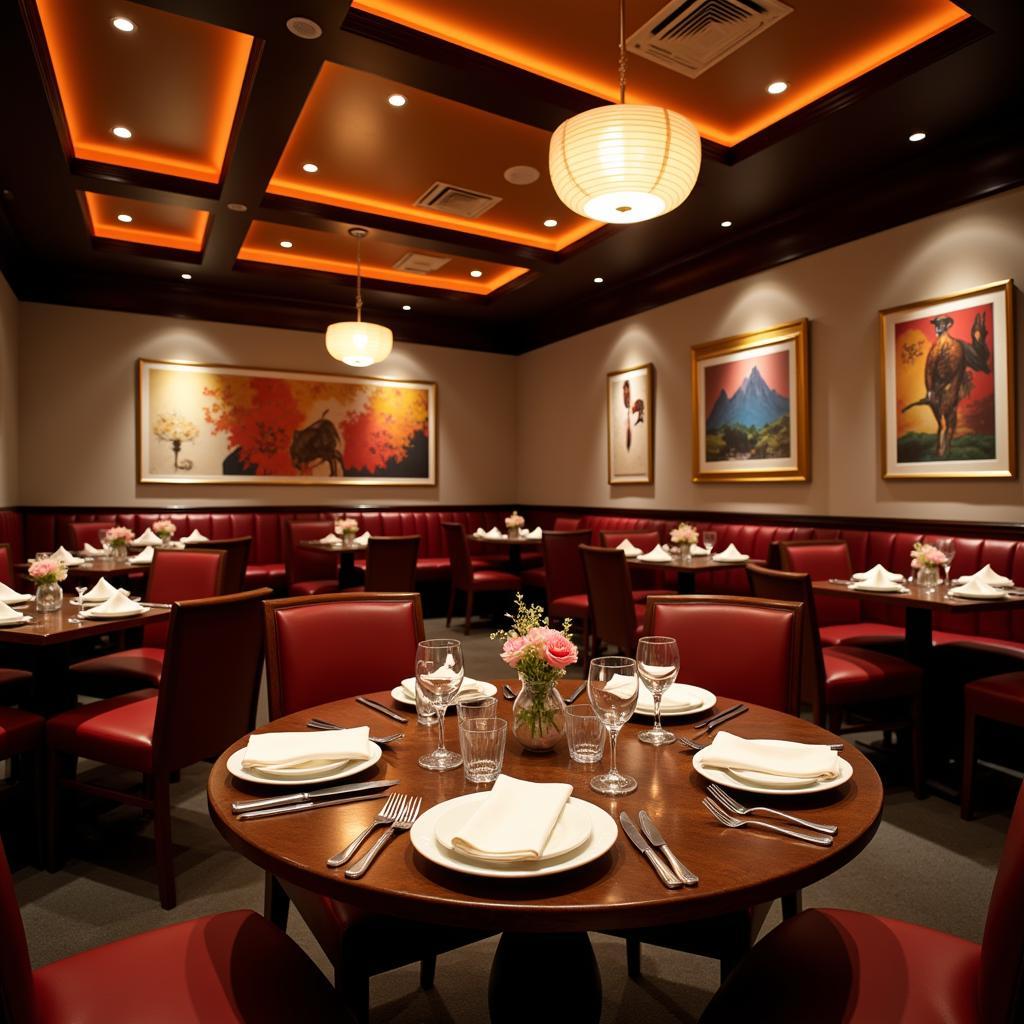 An elegant setting in a Chinese restaurant, showcasing the ambiance for a special occasion.