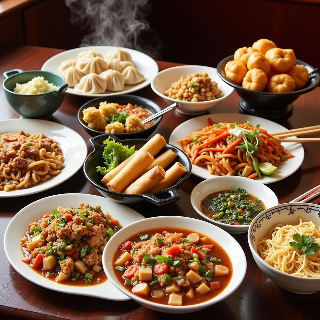 A vibrant spread of various Chinese dishes, showcasing the diversity of cuisine available in Roselle, NJ.