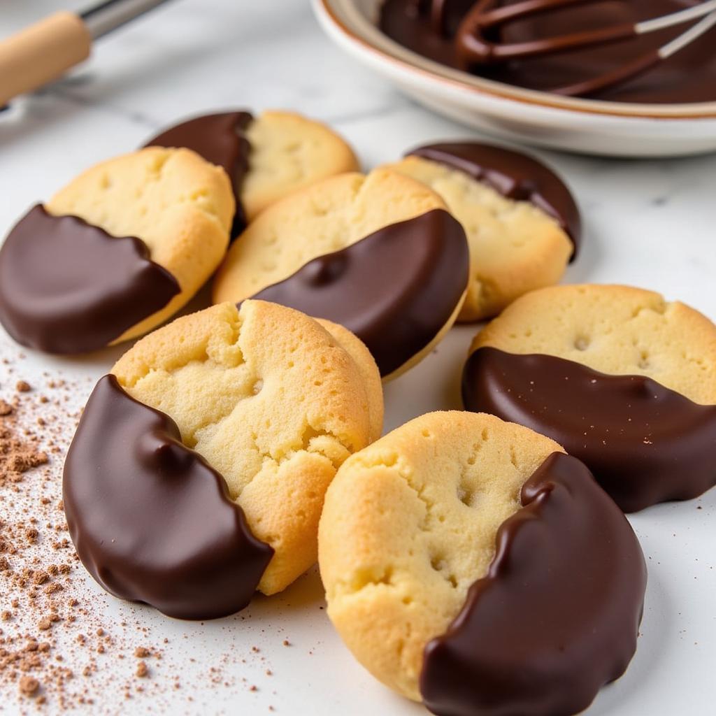 Chocolate Dipped Angel Food Cake Mix Cookies