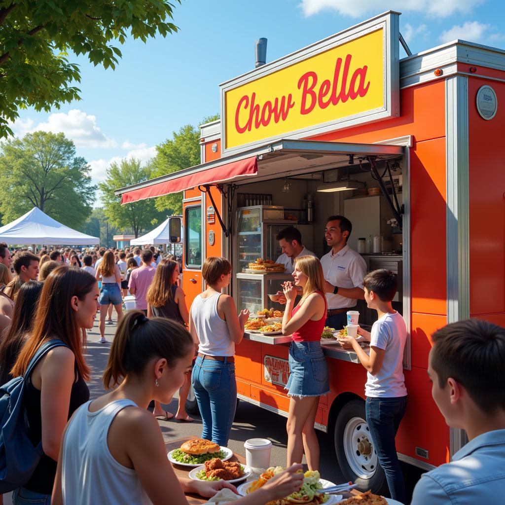 Chow Bella Food Truck Serving Customers