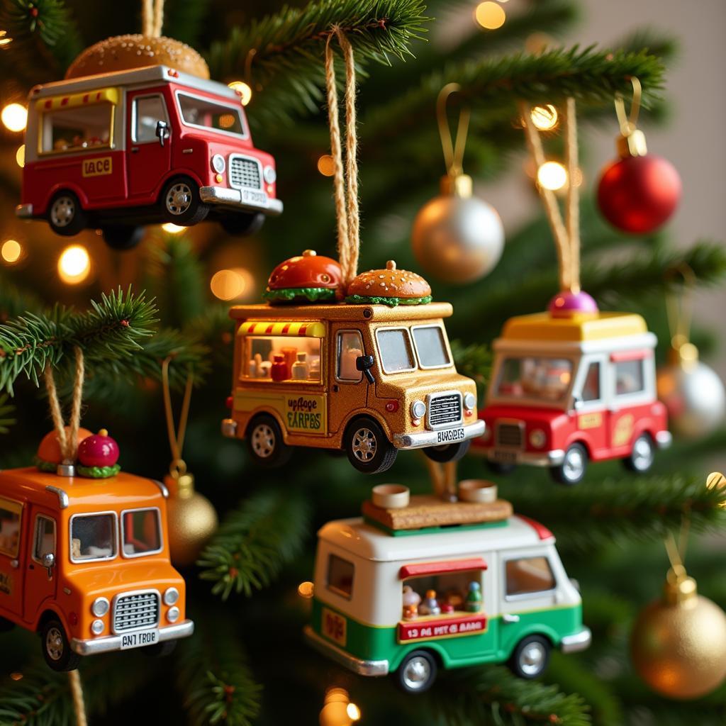 Variety of Christmas Food Truck Ornaments