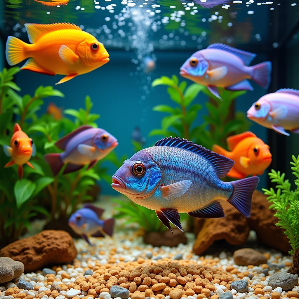 Cichlids Enjoying Xtreme Cichlid Food