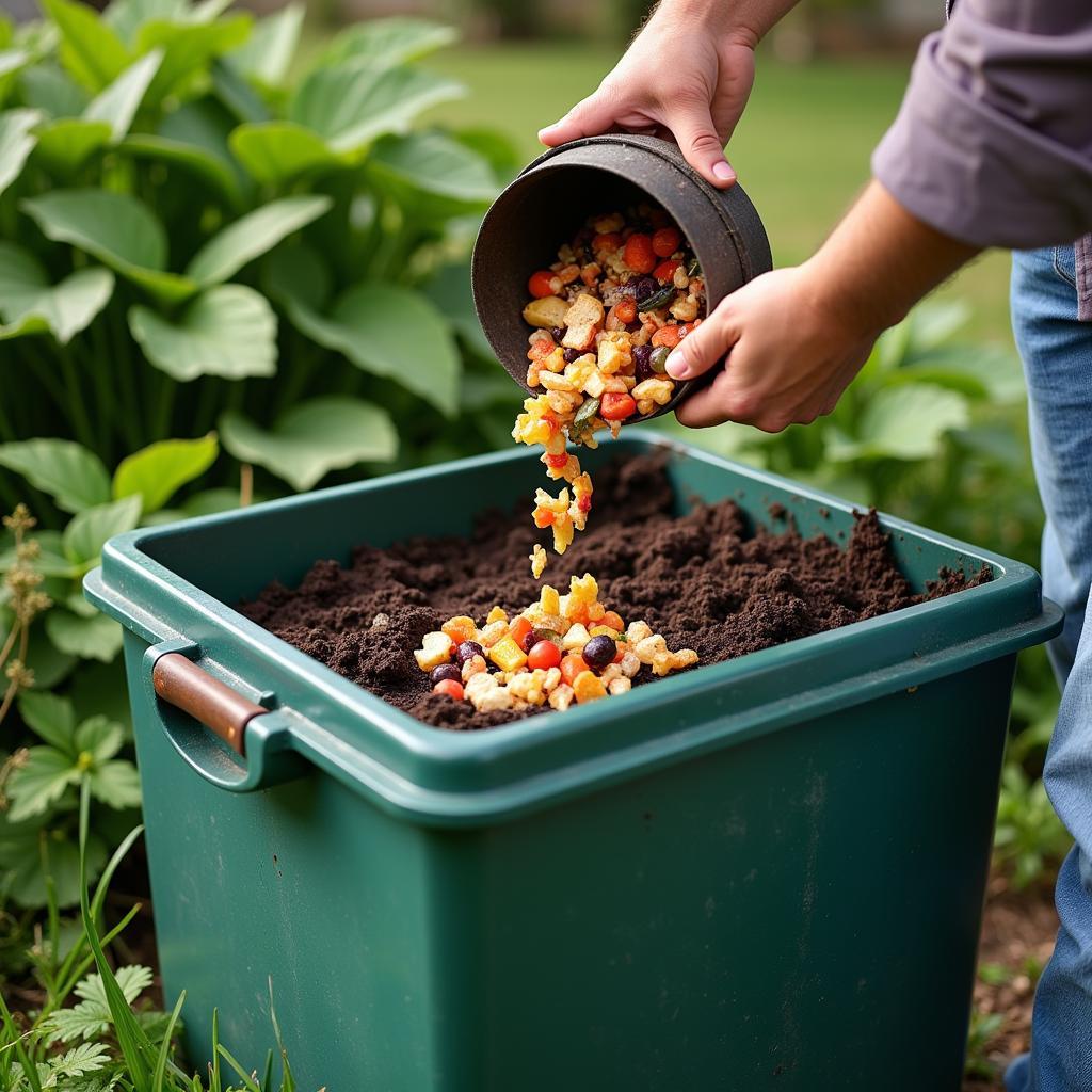 Home composting system for food scraps as part of a circular food basket.