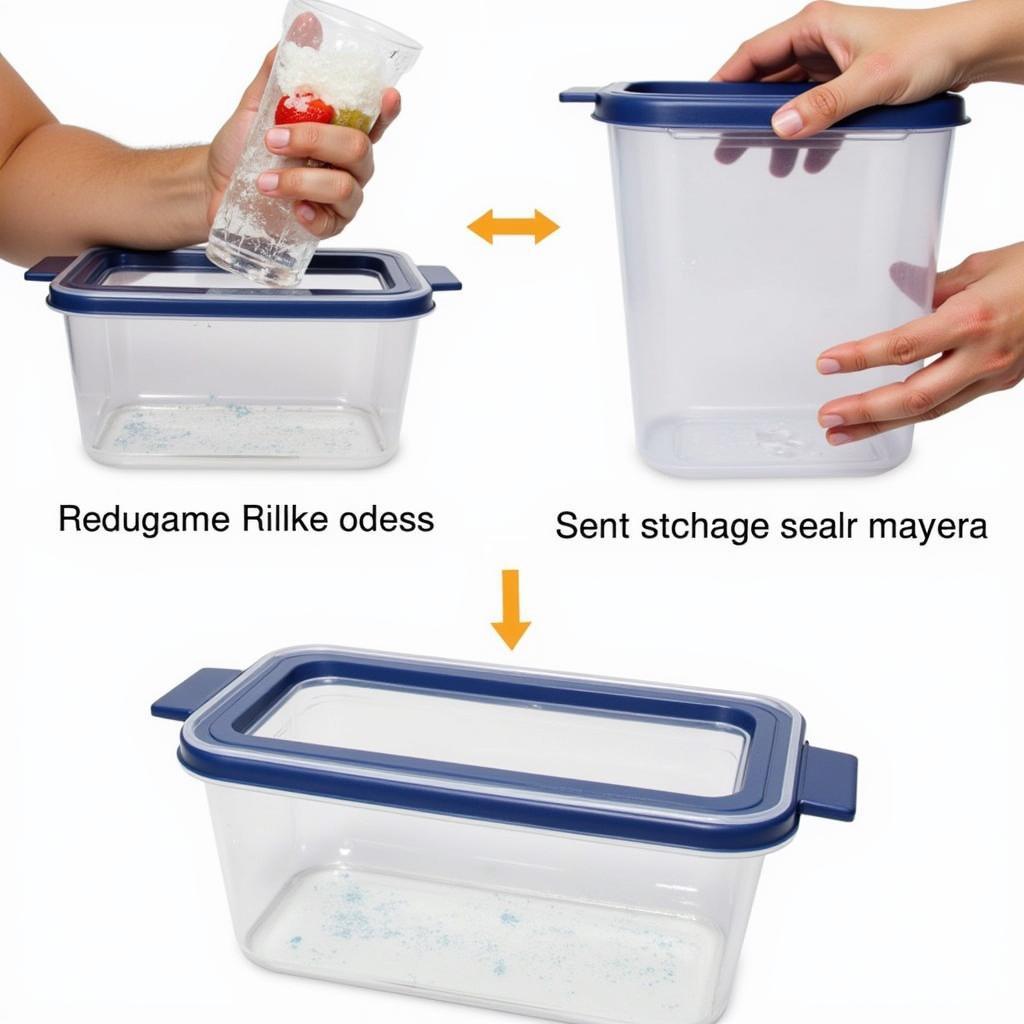 Demonstrating how to clean a 22 quart food storage container.