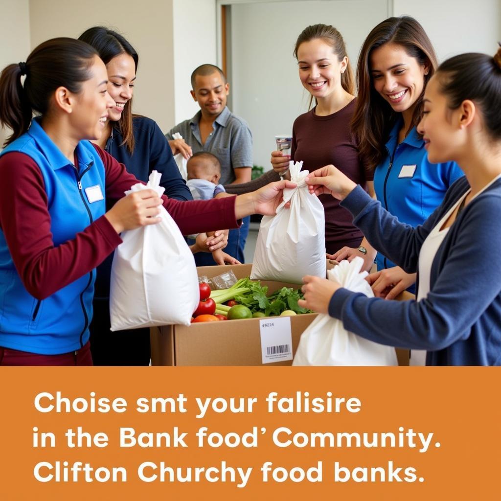 Clifton Church Food Bank distribution day - families receiving food