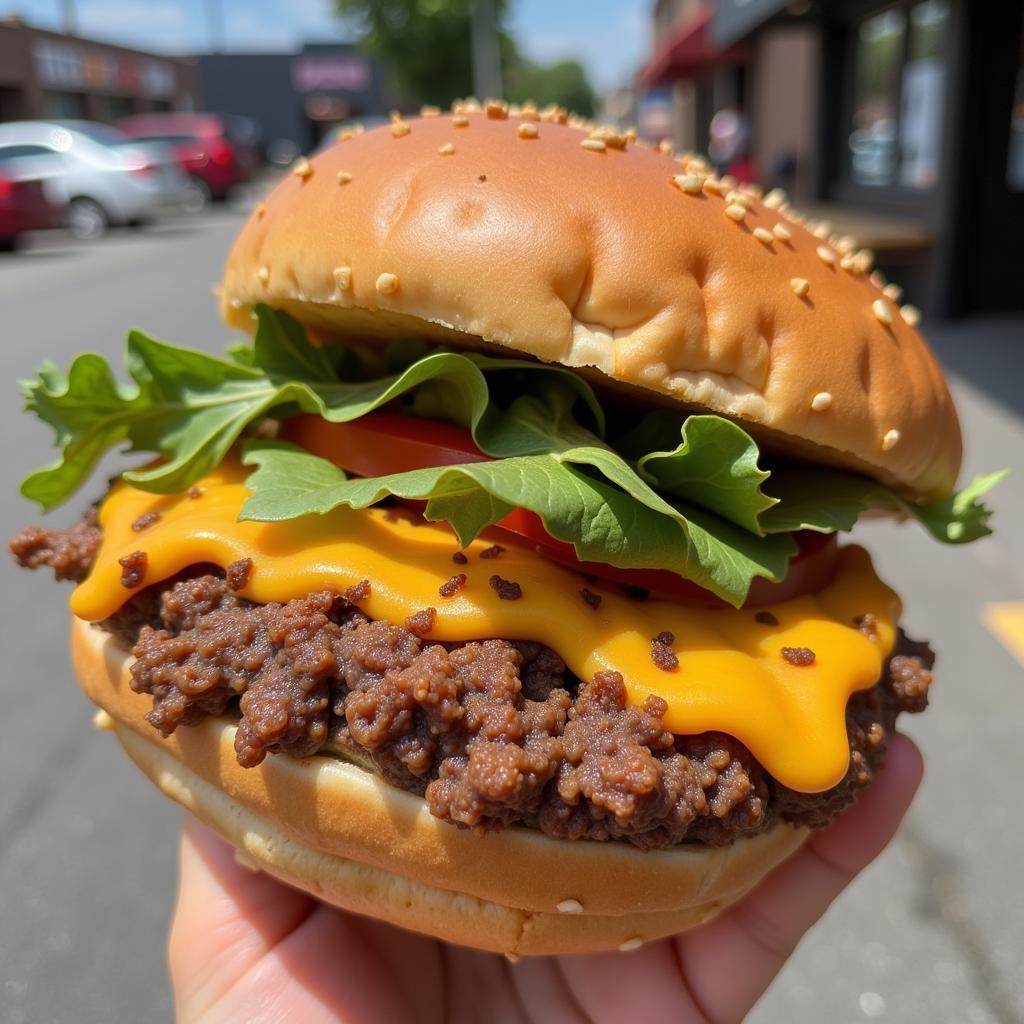 Close up of a delicious food truck meal