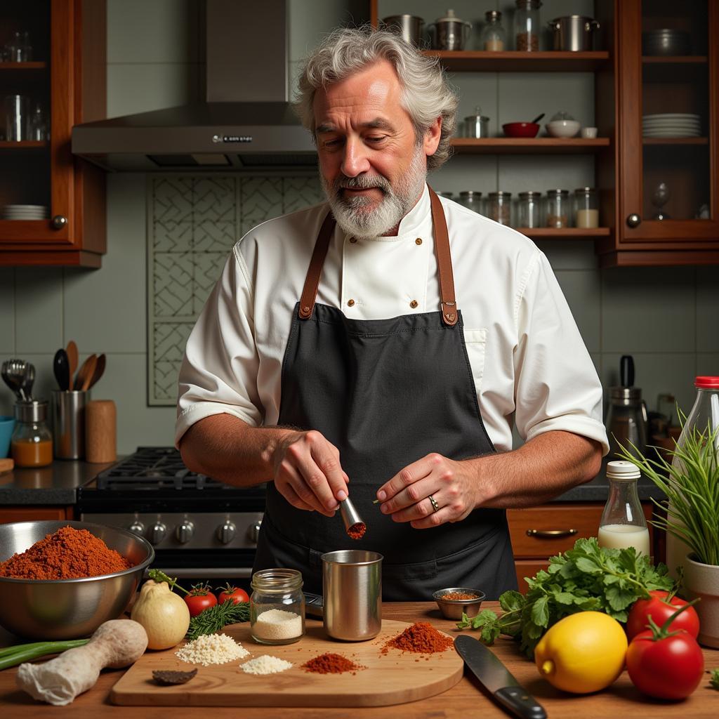 Clovis Tubbs experimenting with new food combinations in his kitchen