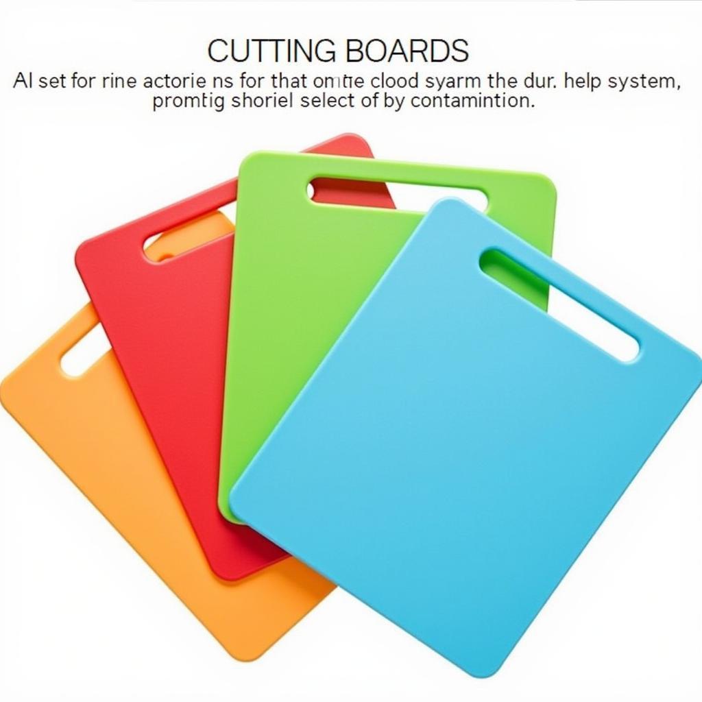 Color-coded cutting boards for different food groups.