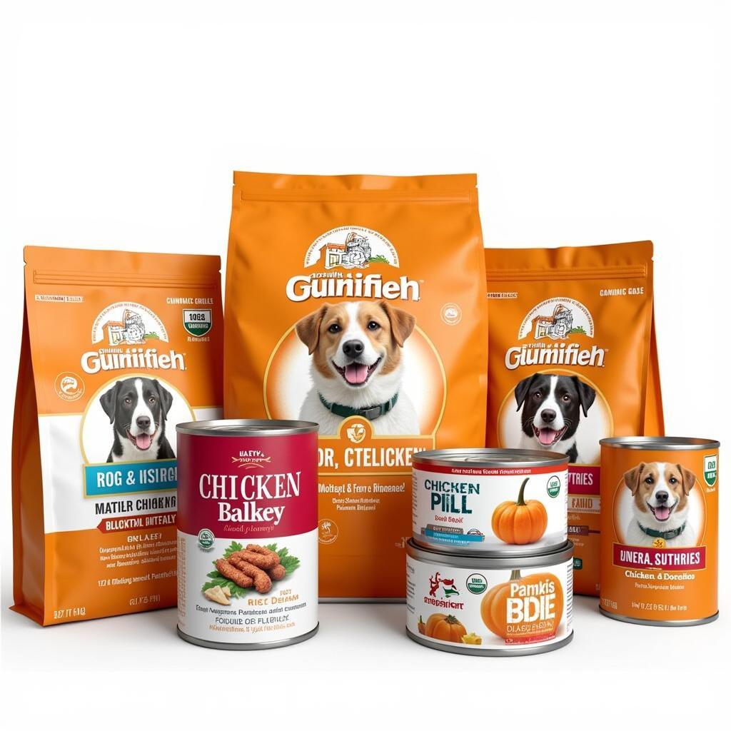 Various Brands of Commercial Chicken and Pumpkin Dog Food