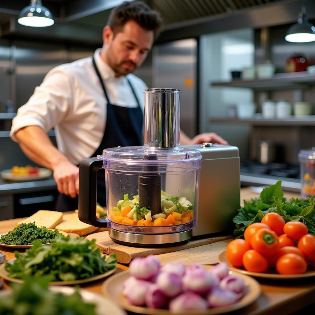 Commercial Food Processor In Action