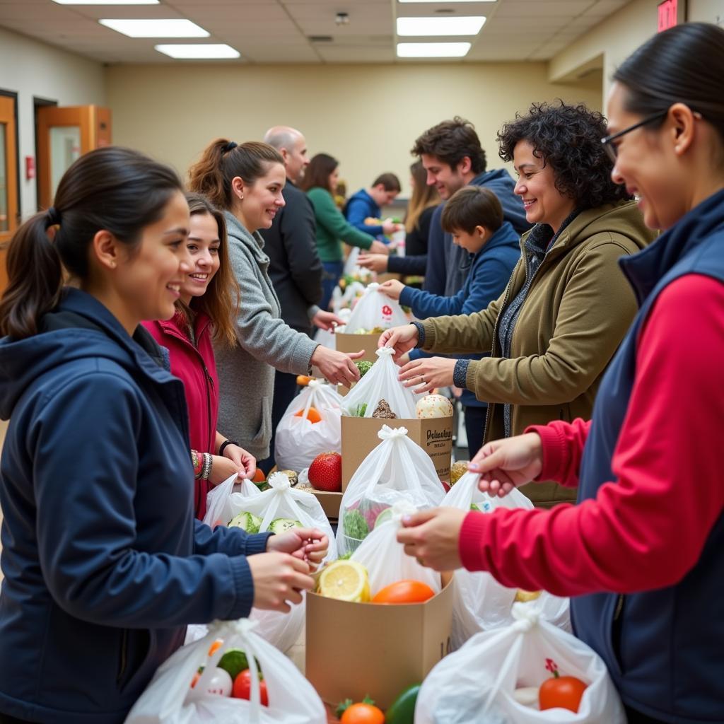 Community Members Receiving Food at a Local Food Pantry