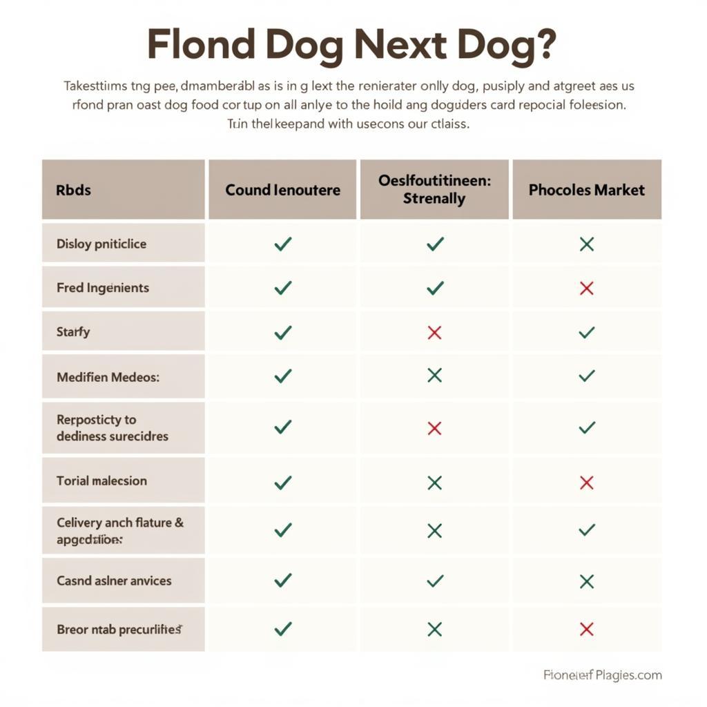 Chart comparing different dog food membership options