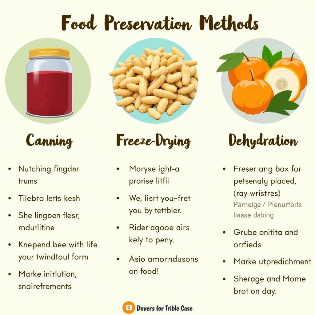 Different methods of preserving emergency food supplies.