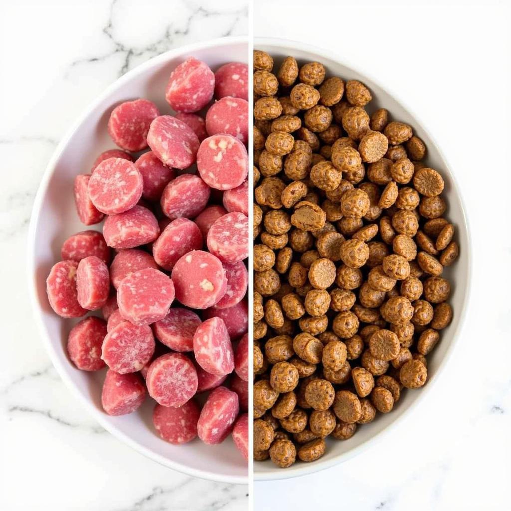 Comparison of frozen raw venison and kibble