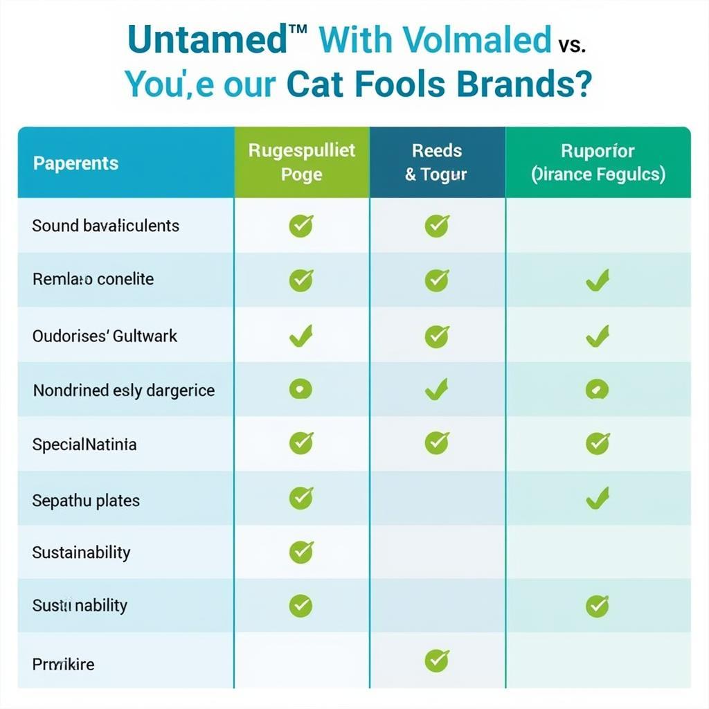 Comparison Chart of Untamed vs. Other Cat Food Brands