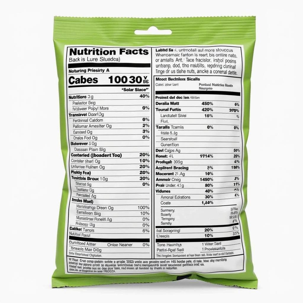 Completed Nutrition Label Example