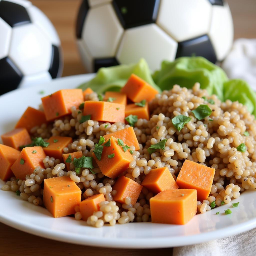 Plate of complex carbohydrates for soccer fuel