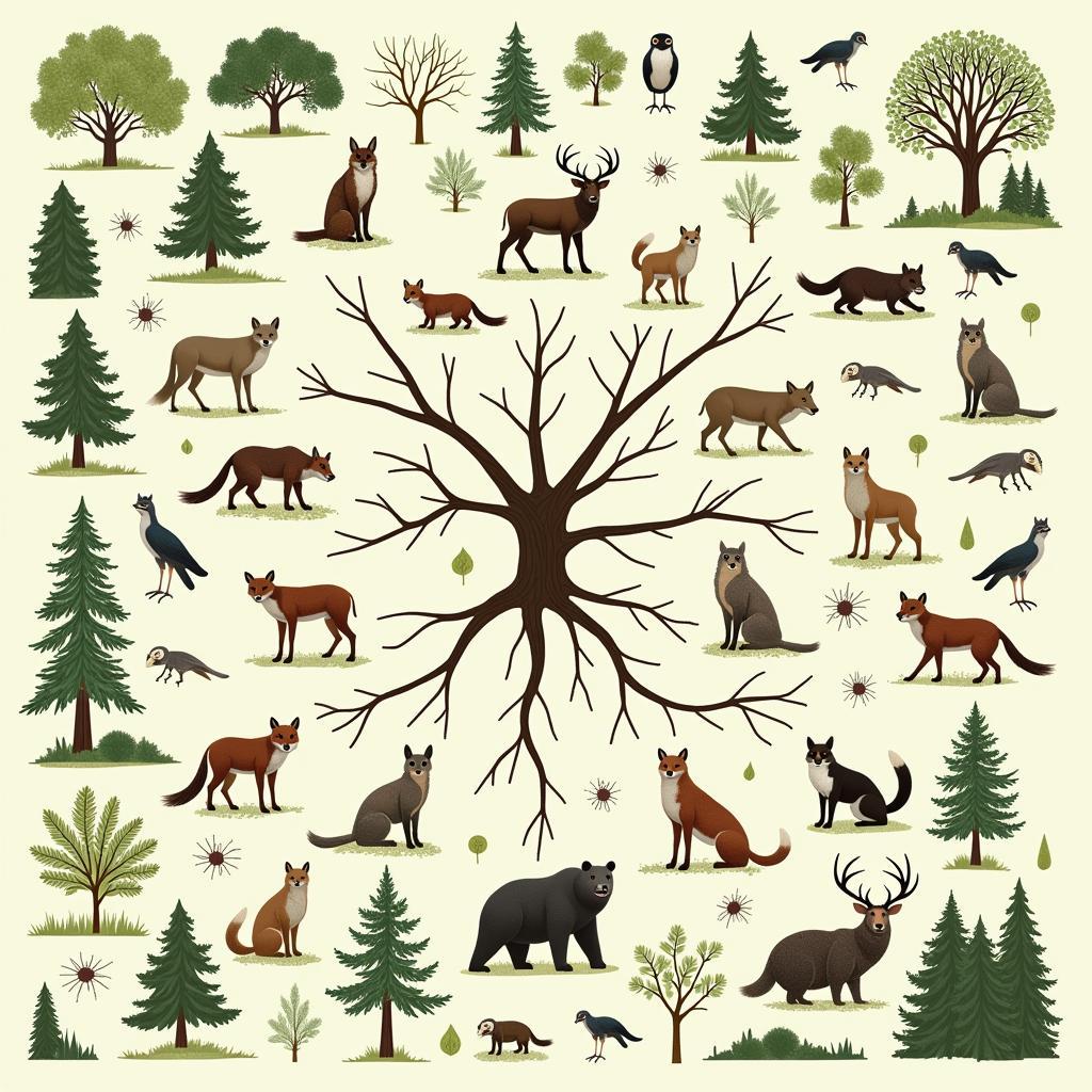 Complex Food Web in a Forest Ecosystem