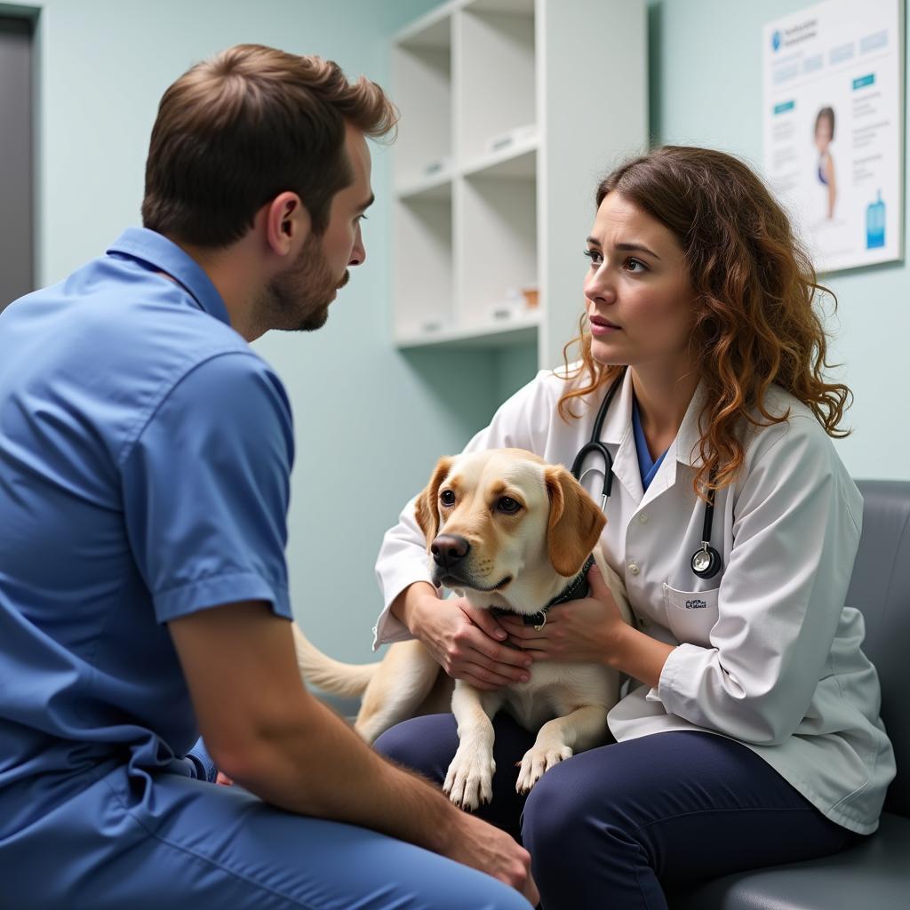 Concerned Dog Owner at the Vet