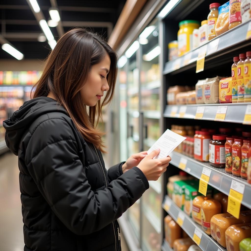 Consumer Checking Food Label