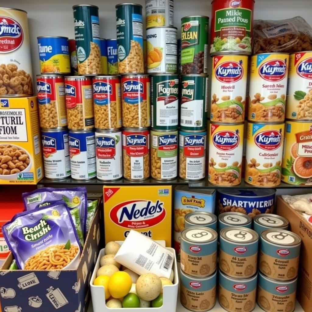 Donated food items at Crossroads Church Food Pantry