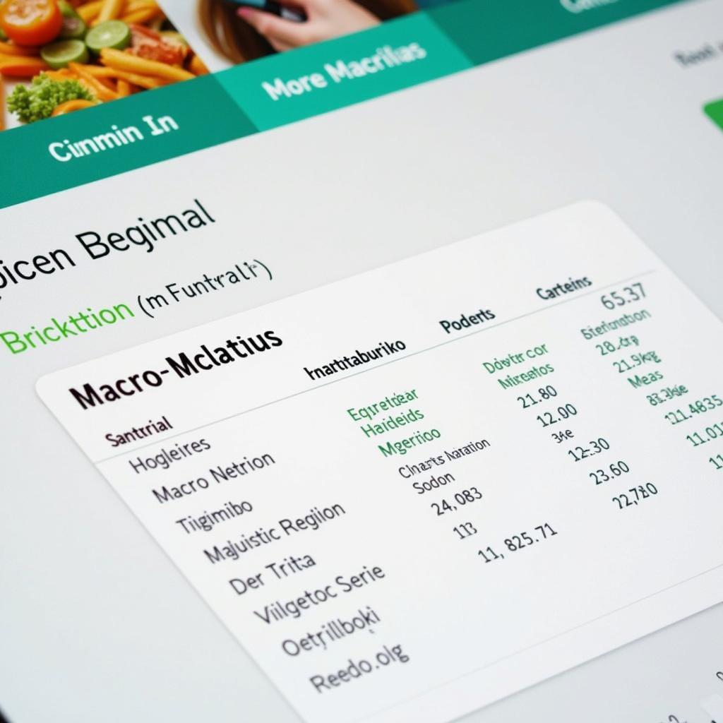 CSID Food Database Nutritional Breakdown