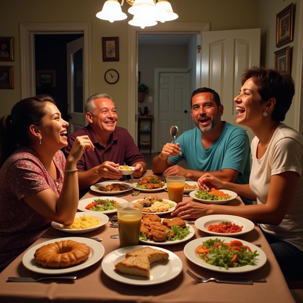 Cuban Family Enjoying a Traditional Meal