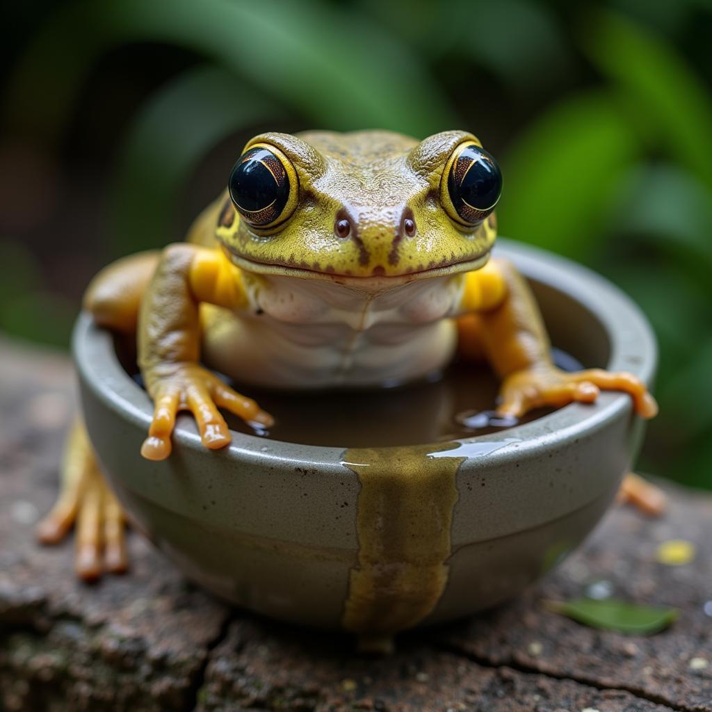 Cuban Tree Frog Hydrating