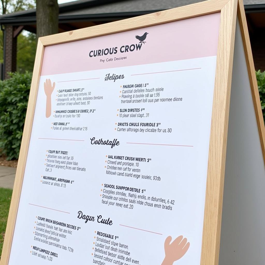 Curious Crow Food Truck Menu