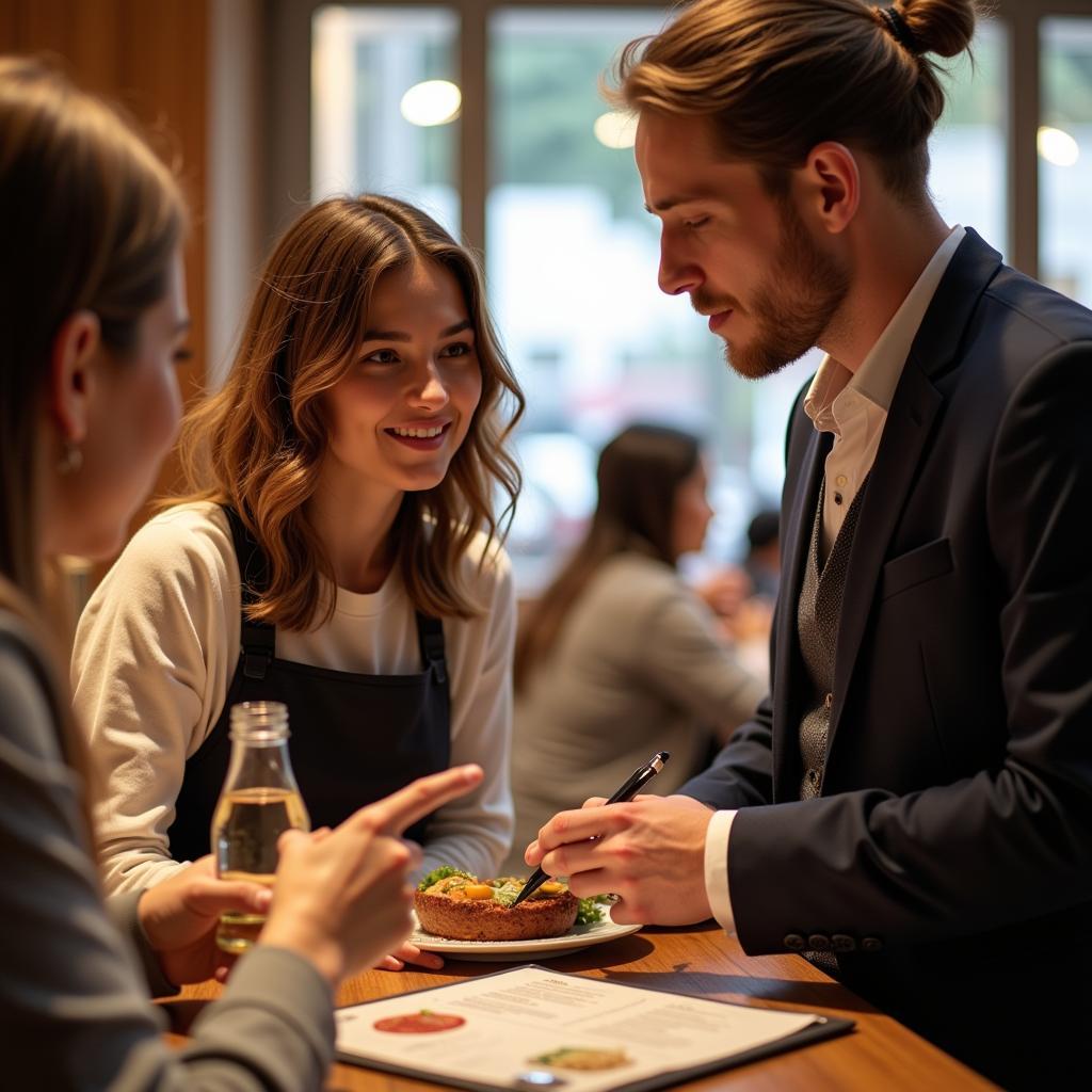 Customer Discussing Food Allergies with Waiter