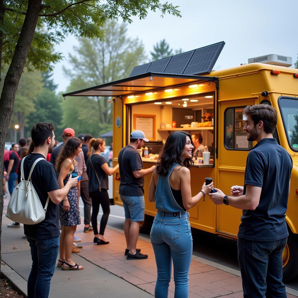 Customers at Solar Powered Food Truck