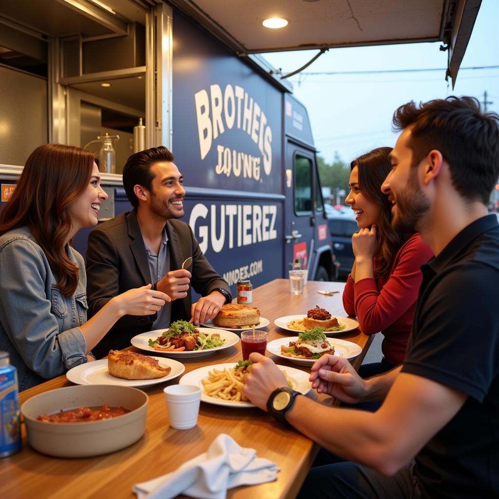 Customers Enjoying Food from Brothers Gutierrez