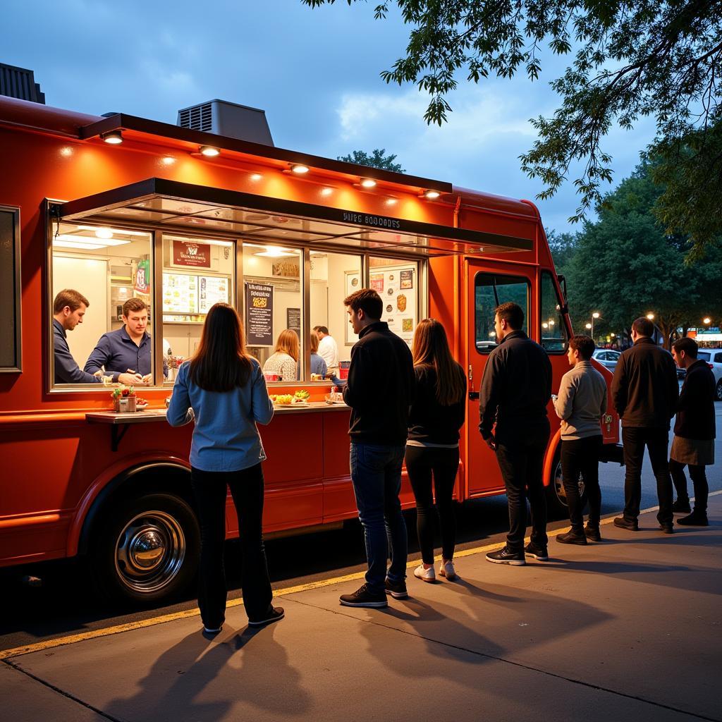 Customers Ordering from a Food Truck