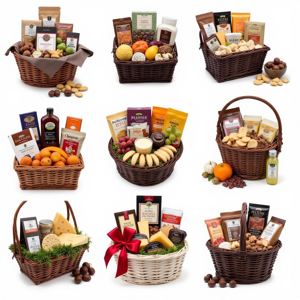 Customized food gift baskets overflowing with delicious treats