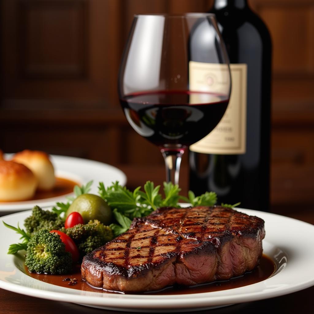 Decanted Brunello Wine with Grilled Steak