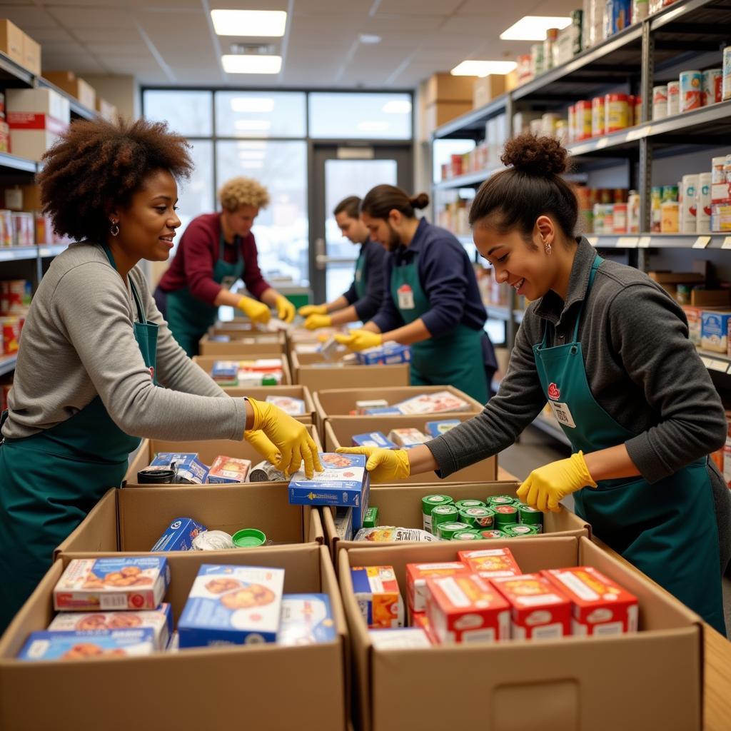 Volunteers at a Decatur, IL Food Pantry