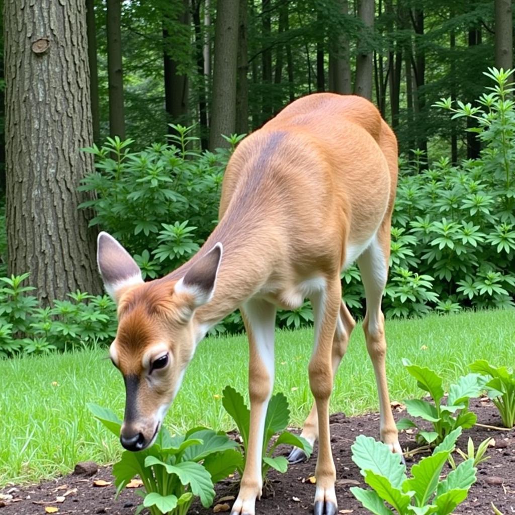 Deer enjoying a food plot of radishes