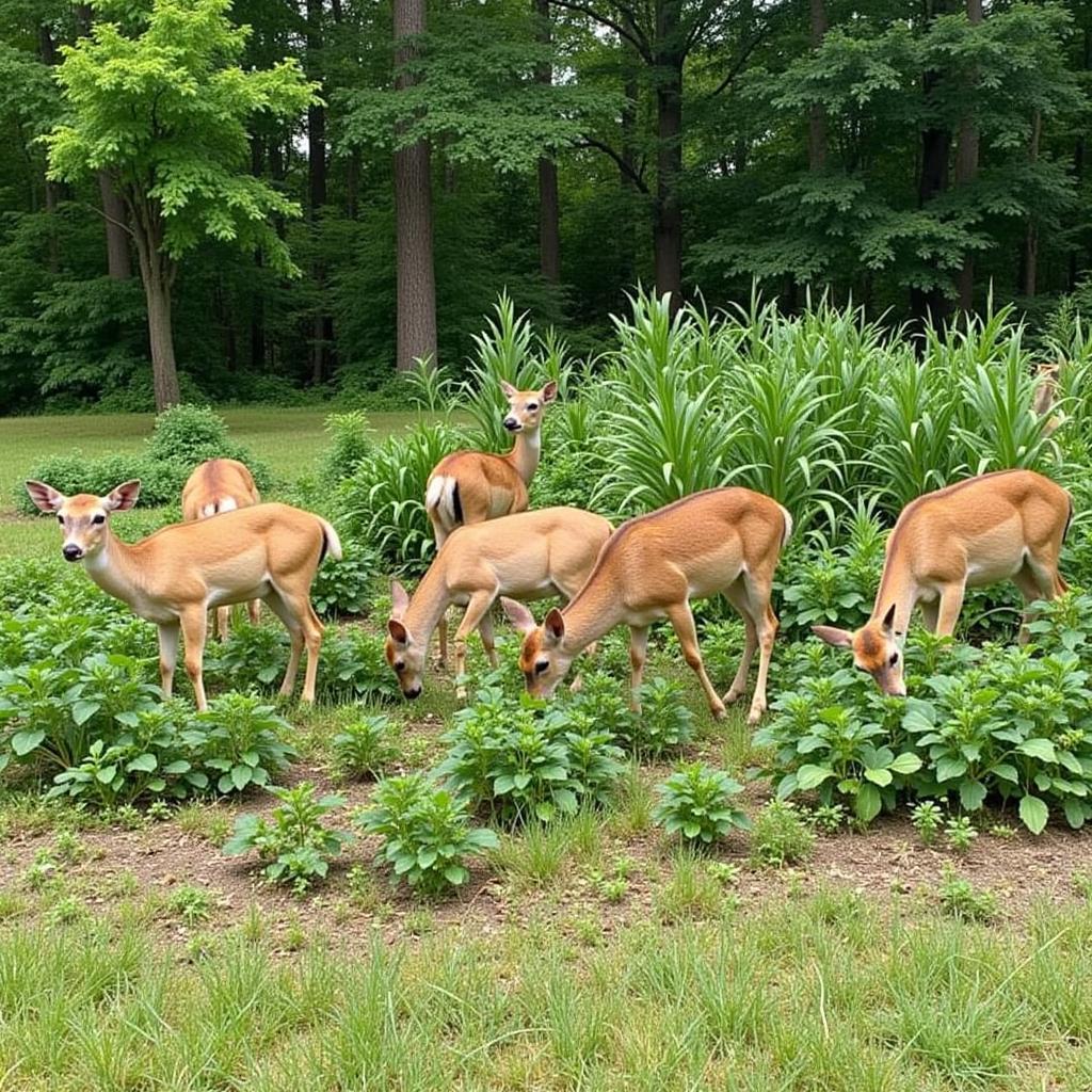 Deer Enjoying a Well-Maintained Food Plot