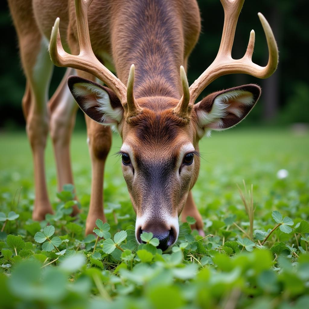 Deer Feeding on Protein-Rich Food Plot