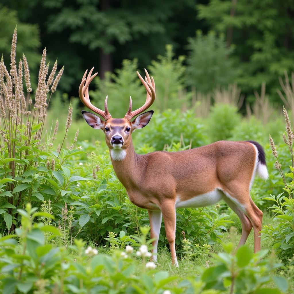 Deer feeding on a Lush Food Plot