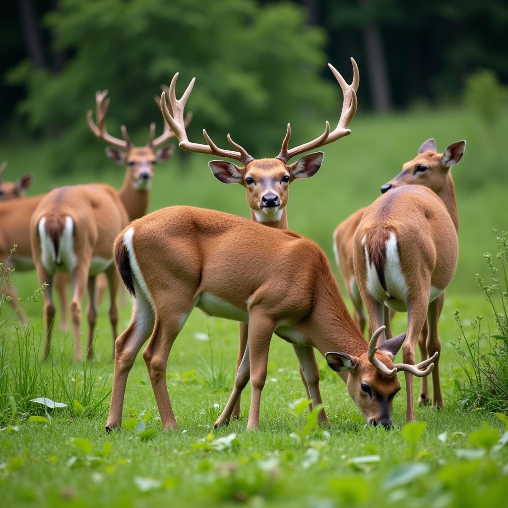 Deer Grazing in a Summer Food Plot