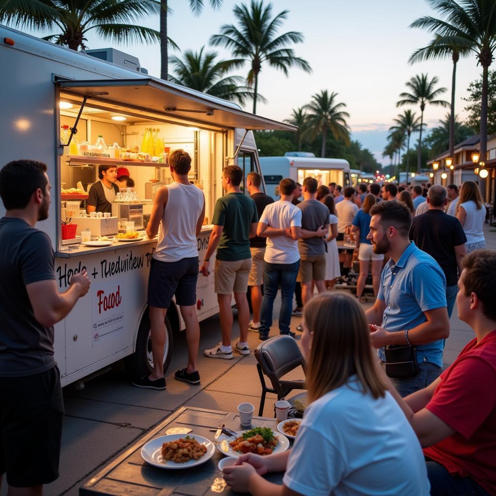 People Gathering at Delray Beach Food Trucks