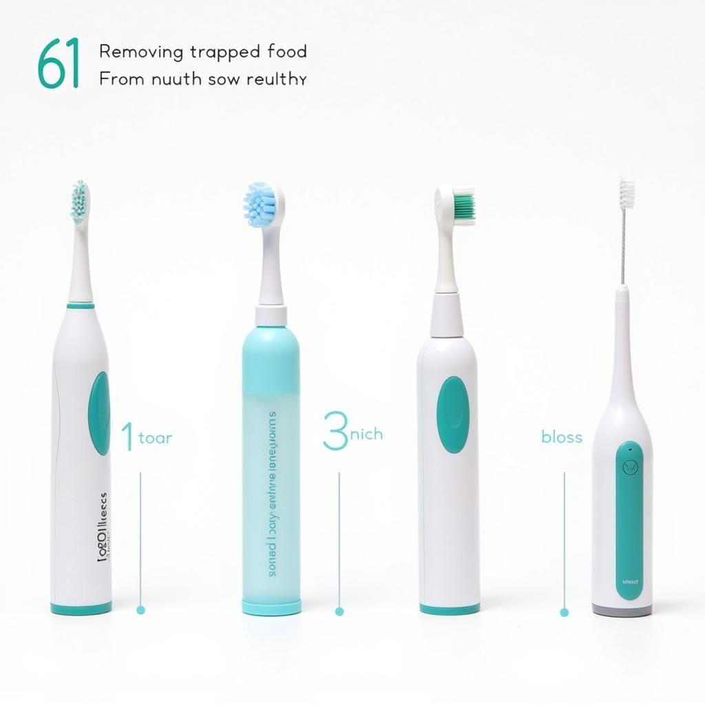 Dental floss and interdental brush for removing trapped food